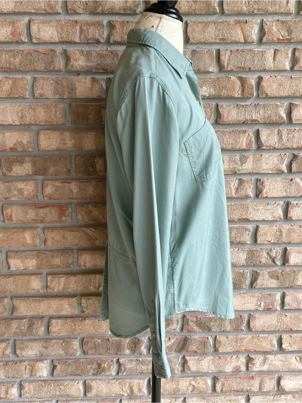 Lucky Brand Sage Green Button Front Ling Sleeve Shirt.